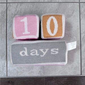 Multicolor Knit Baby Toddler Children Milestone Blocks Props with Bells